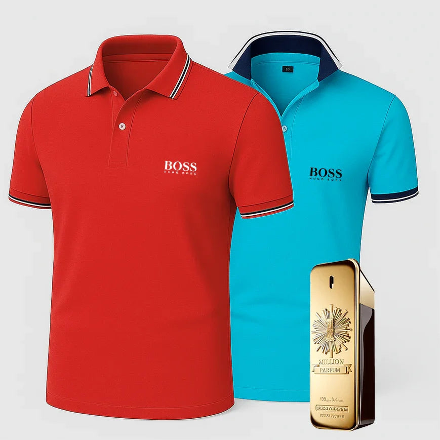 [BUY 1 GET 2] Premiere Polo Shirt Kit – 2 Premium Polos + Free Luxury Fragrance